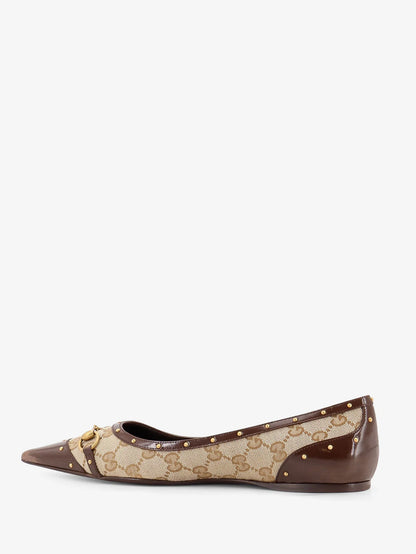 GUCCI - Savoy GG fabric ballerinas with stud detail