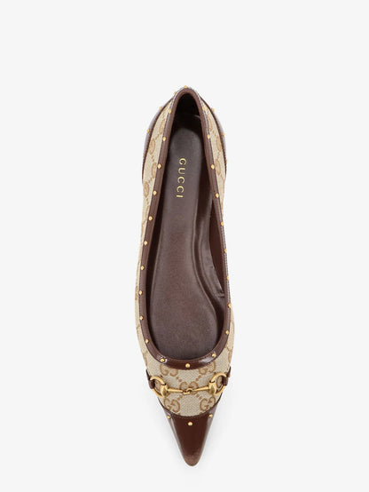 GUCCI - Savoy GG fabric ballerinas with stud detail