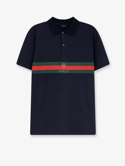 Gucci Cotton polo shirt with Web print on the front - Urbanbluemc