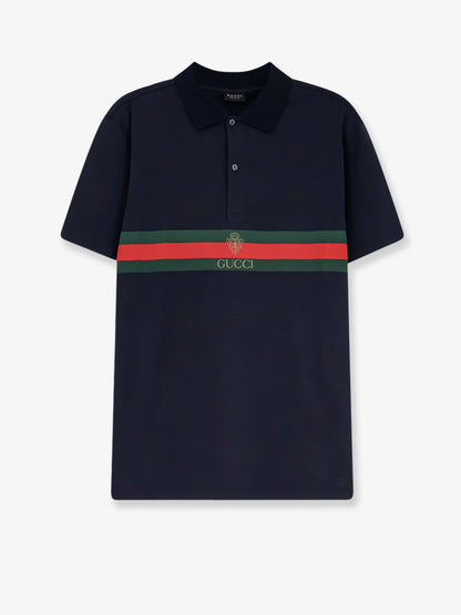 Gucci Cotton Polo Shirt With Web Print On The Front
