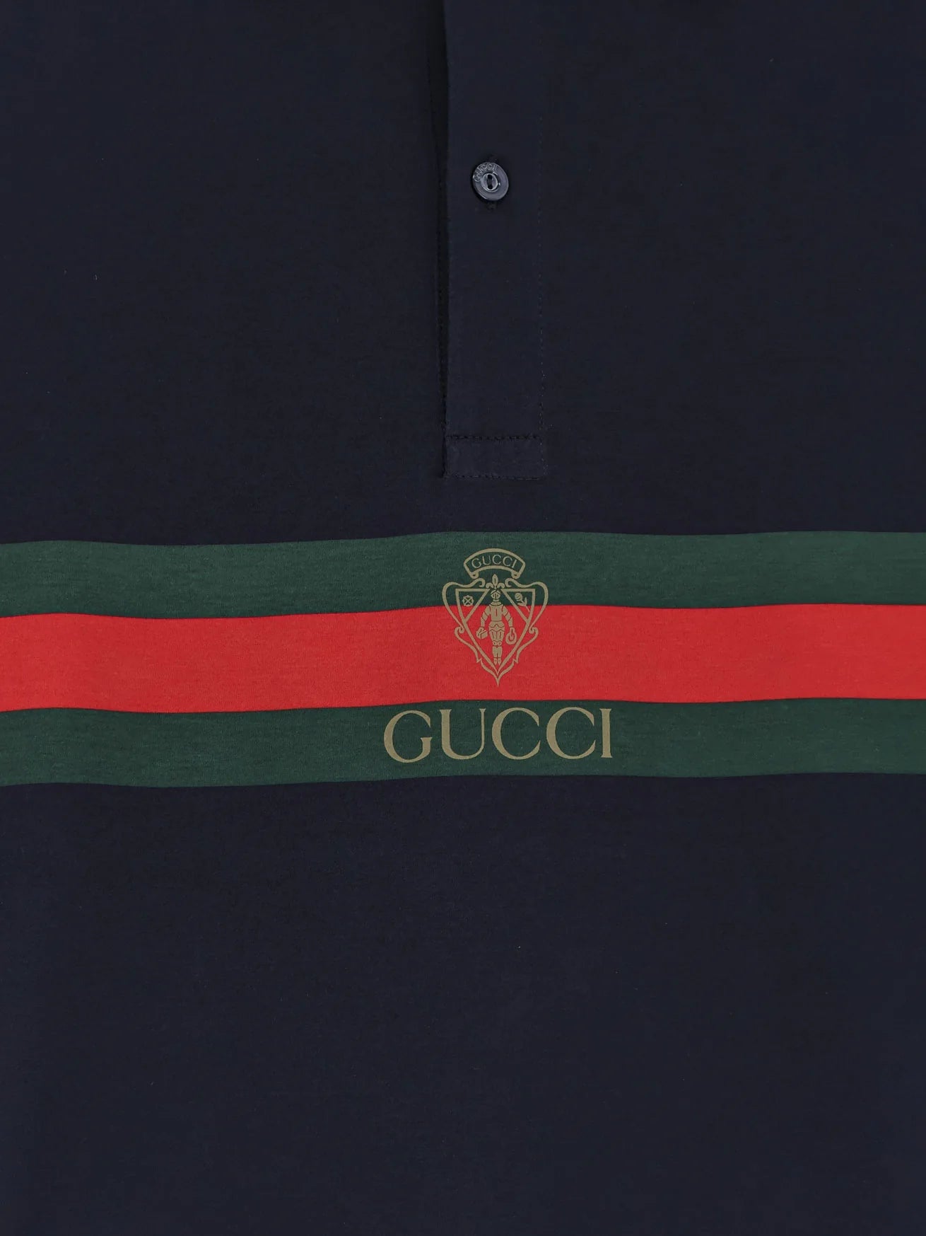 Gucci Cotton Polo Shirt With Web Print On The Front