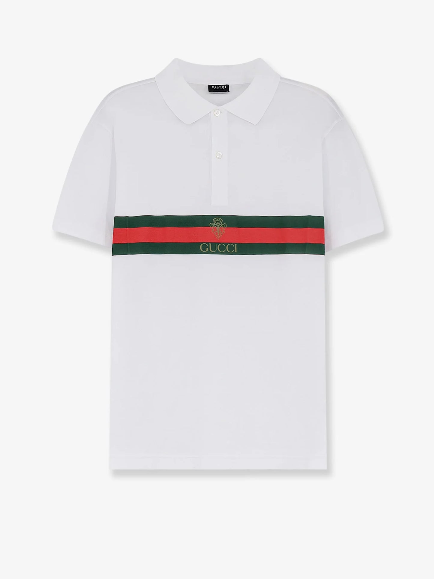 Gucci Cotton Polo Shirt With Web Print On The Front