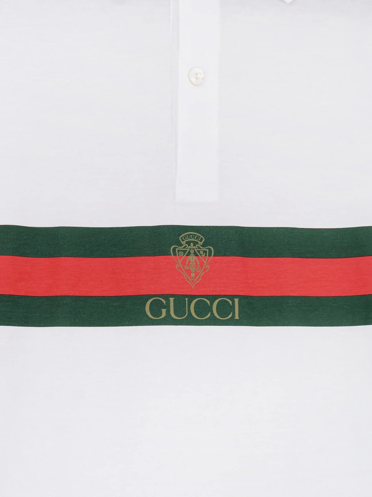 Gucci Cotton Polo Shirt With Web Print On The Front