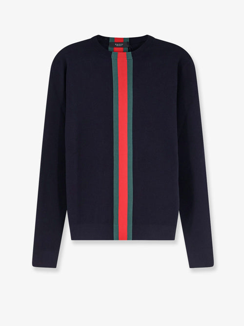 Gucci Cotton sweater with Nastro Web inlay - Bluegreenred