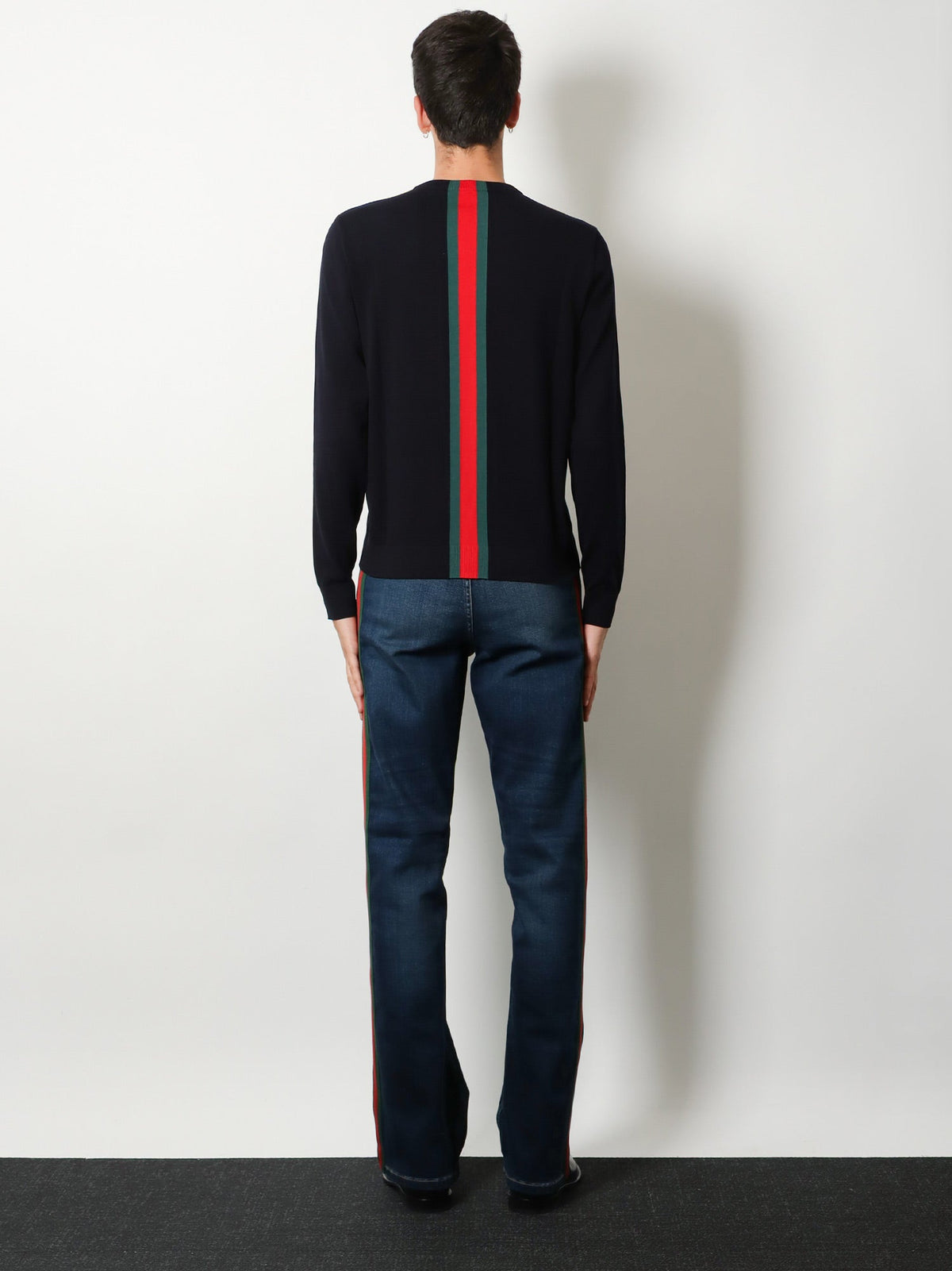 Gucci Cotton sweater with Nastro Web inlay - Bluegreenred