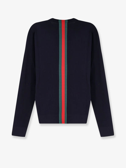 Gucci Cotton sweater with Nastro Web inlay - Bluegreenred