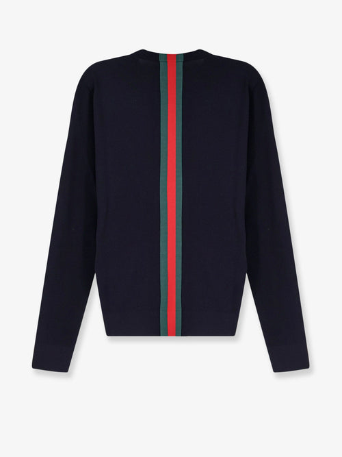 Gucci Cotton sweater with Nastro Web inlay - Bluegreenred