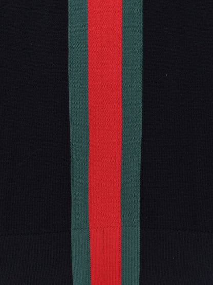 Gucci Cotton sweater with Nastro Web inlay - Bluegreenred