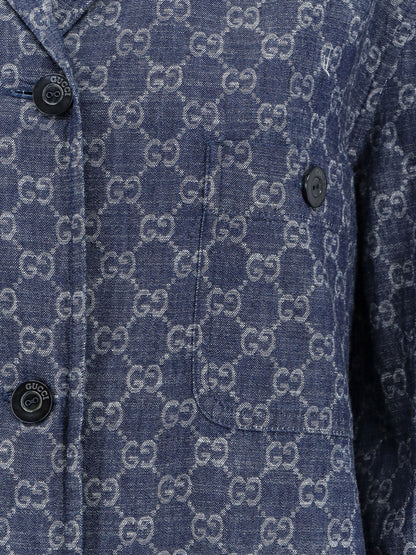 Gucci Cotton Shirt With All Over Gg Motif