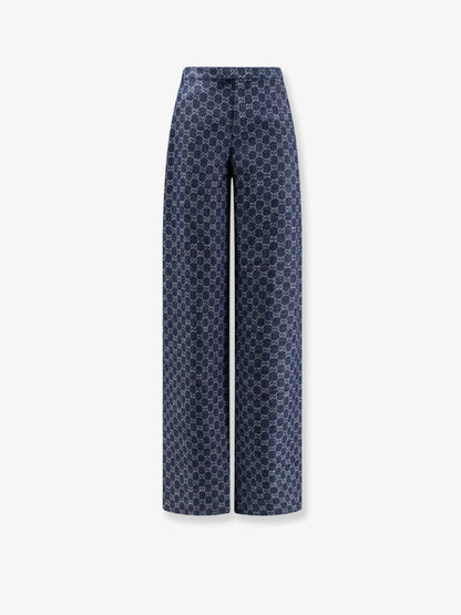 GUCCI - Cotton denim trousers with GG motif
