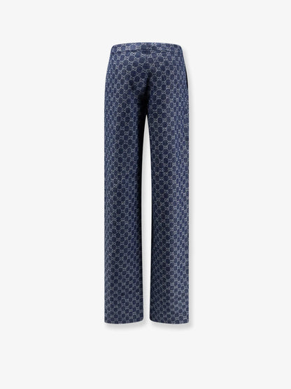 GUCCI - Cotton denim trousers with GG motif