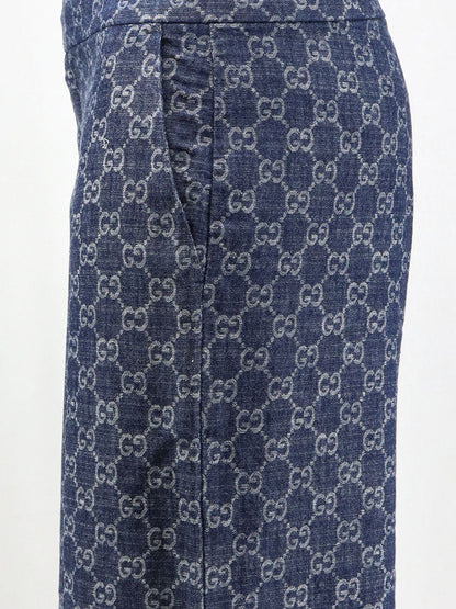 GUCCI - Cotton denim trousers with GG motif