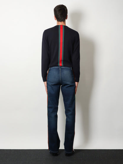 Gucci Blue denim jeans with Nastro Web profiles
