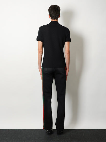 Gucci Blue denim jeans with Nastro Web profiles - Black