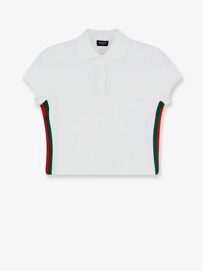 Gucci Ribbed cotton jersey polo shirt - White