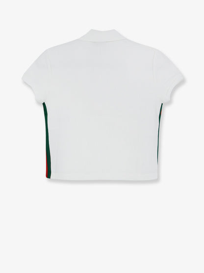 Gucci Ribbed cotton jersey polo shirt - White