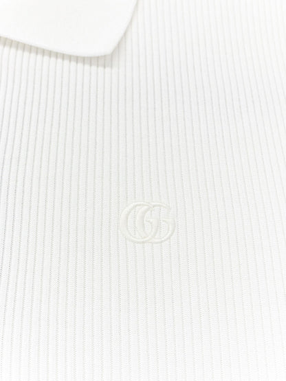 Gucci Ribbed cotton jersey polo shirt - White
