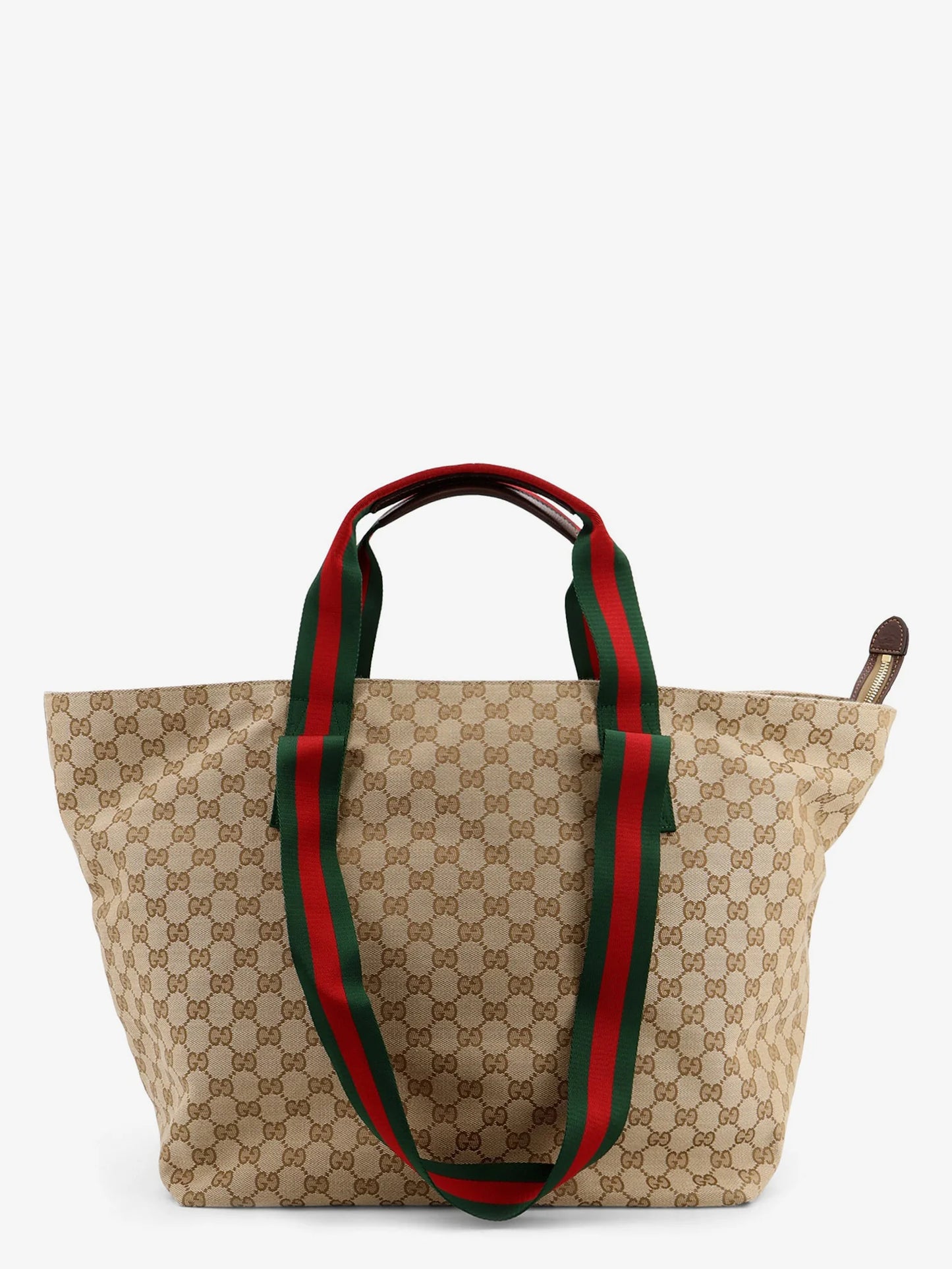 GUCCI - GG fabric shopping bag with Nastro Web handle detail