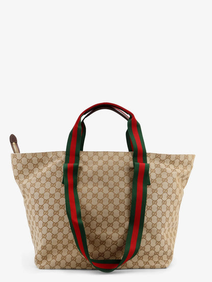 GUCCI - GG fabric shopping bag with Nastro Web handle detail