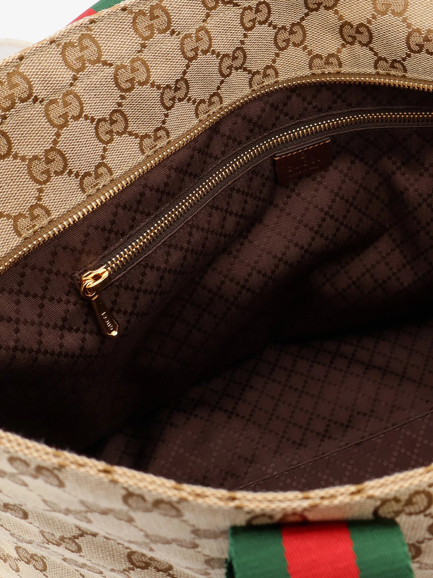 GUCCI - GG fabric shopping bag with Nastro Web handles