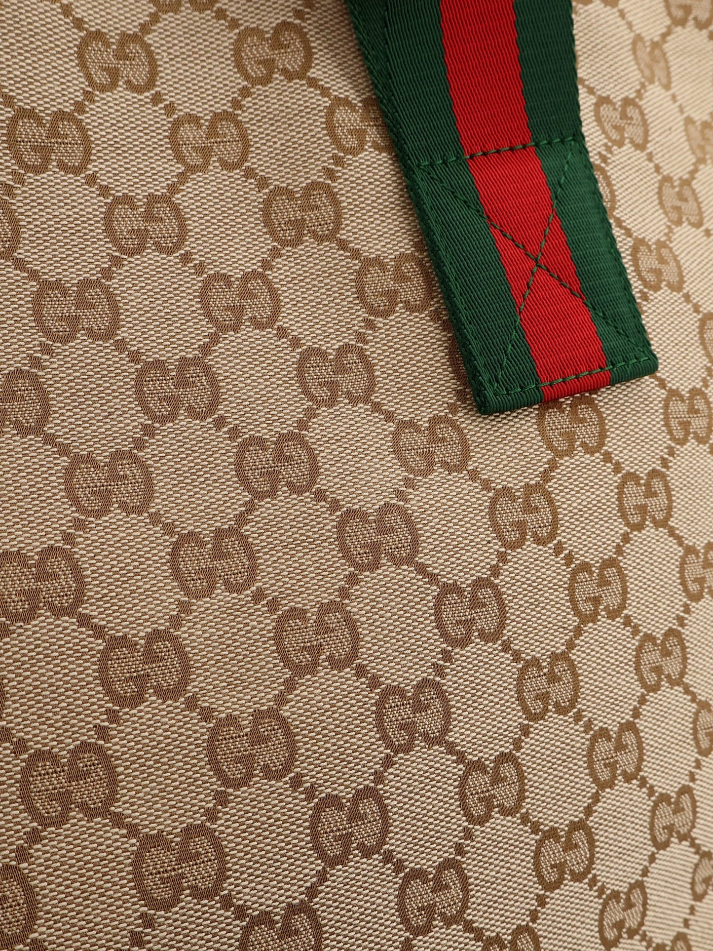 GUCCI - GG fabric shopping bag with Nastro Web handles