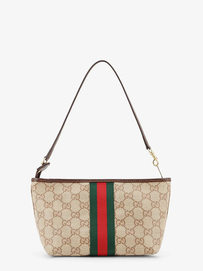 GUCCI - GG fabric clutch with Nastro Web on the front