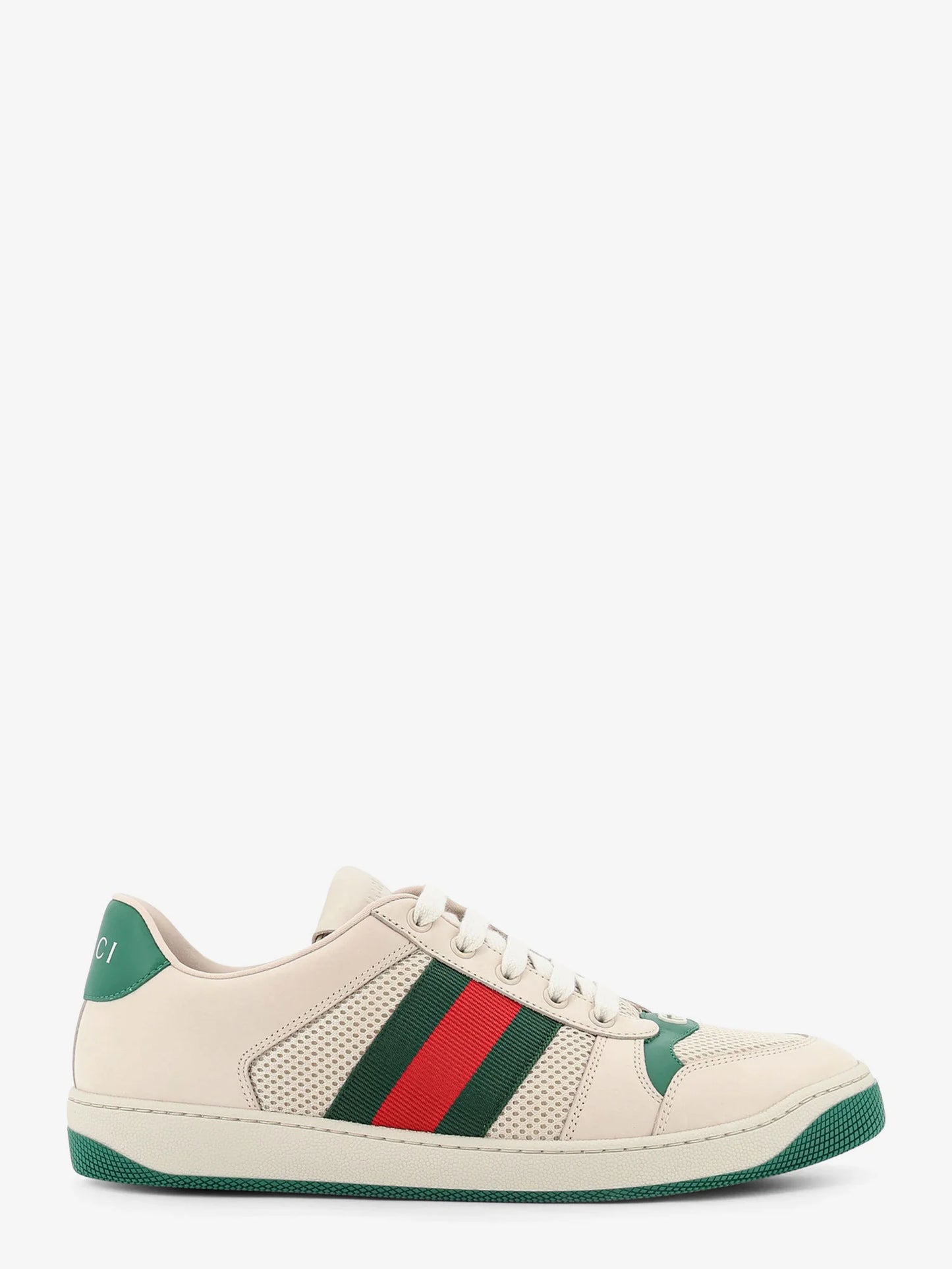 GUCCI - Screener mesh and leather sneakers with Nastro Web on the side