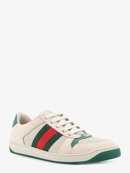 GUCCI - Screener mesh and leather sneakers with Nastro Web on the side
