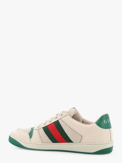 GUCCI - Screener mesh and leather sneakers with Nastro Web on the side