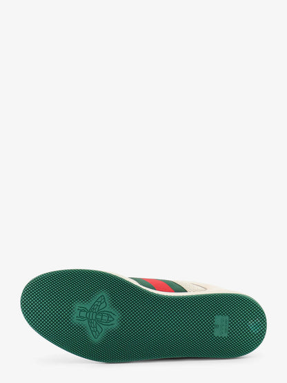 GUCCI - Screener mesh and leather sneakers with Nastro Web on the side