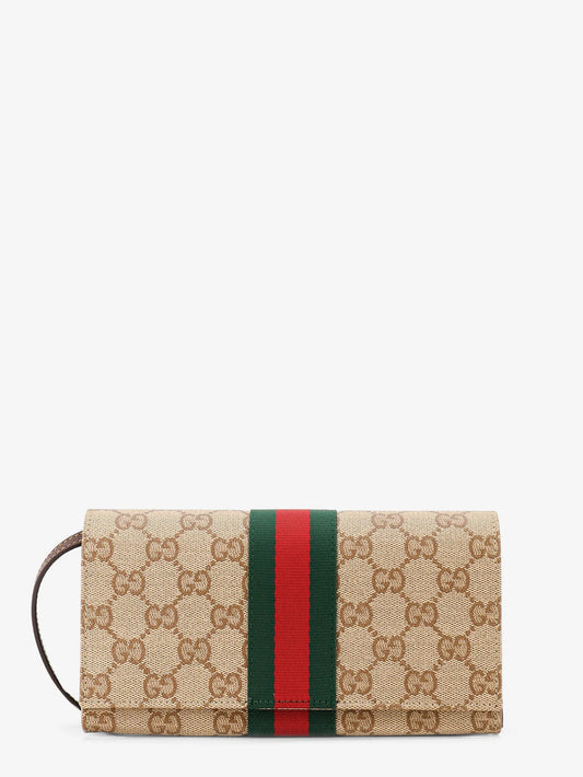 Gucci Gg Fabric Shoulder Bag With Nastro Web Detail