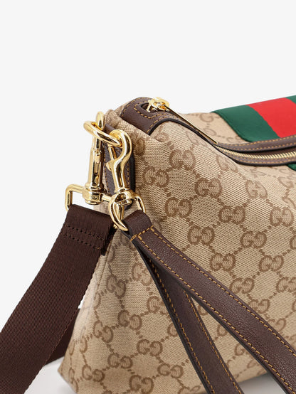 GUCCI - GG canvas crossbody bag with Nastro Web on the front