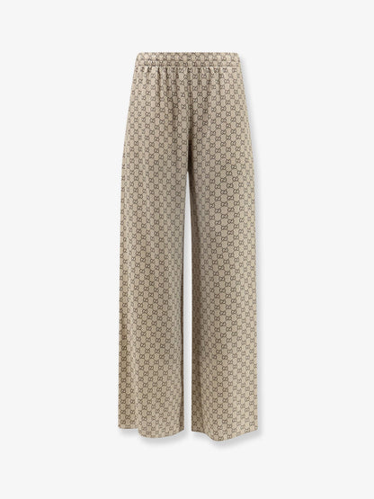 Gucci Gucci Primavera silk trousers with GG print - Beigeebony