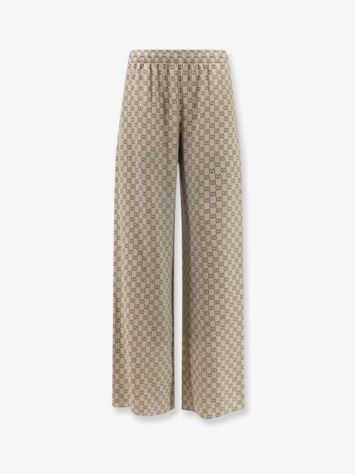 Gucci Gucci Primavera silk trousers with GG print - Beigeebony
