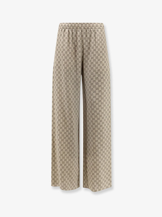 Gucci Gucci Primavera Silk Trousers With Gg Print