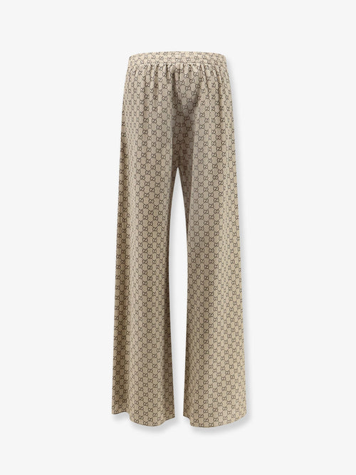 Gucci Gucci Primavera silk trousers with GG print - Beigeebony