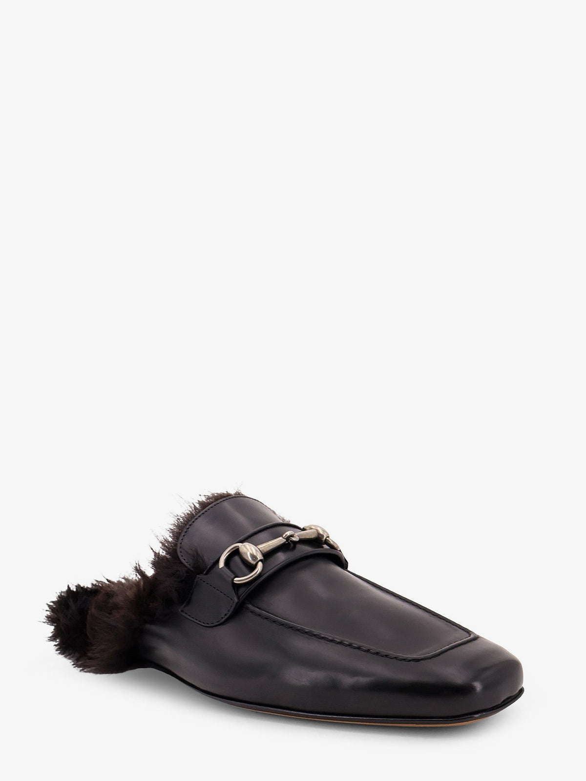 Gucci Black leather slipper with Horsebit