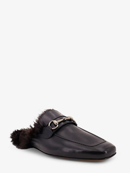 Gucci Black leather slipper with Horsebit