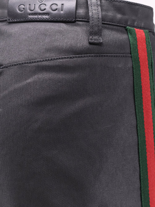 Gucci Cotton trousers with Web stripe - Black