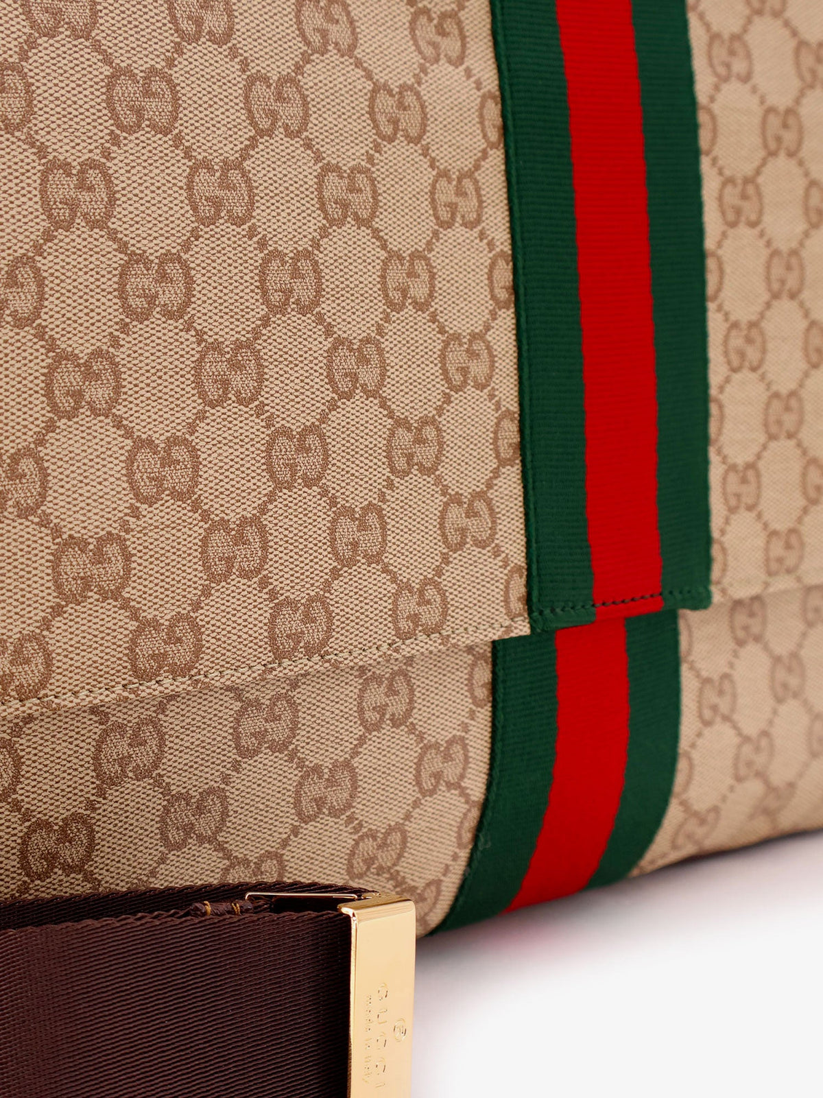 Gucci GG canvas crossbody bag with front Web detail - Sandbrown