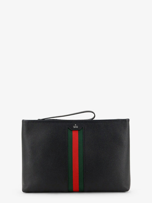 Gucci Portfolio grained leather clutch - Black