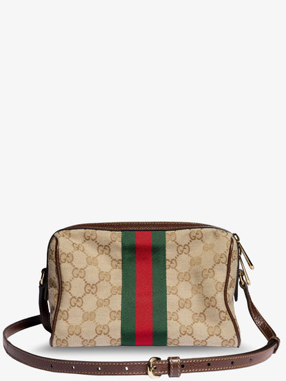 GUCCI - Camera bag GG fabric crossbody bag with metal Horsebit