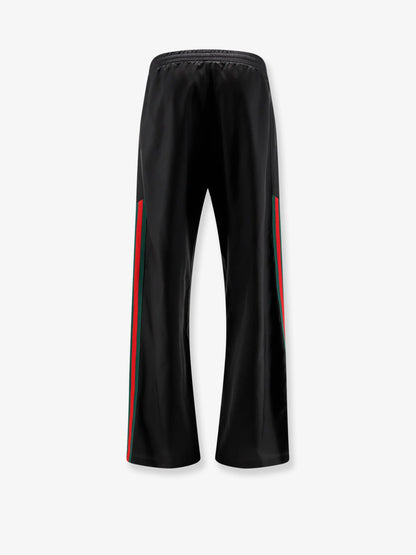 GUCCI - Silk poplin leisure trousers with Web ribbon