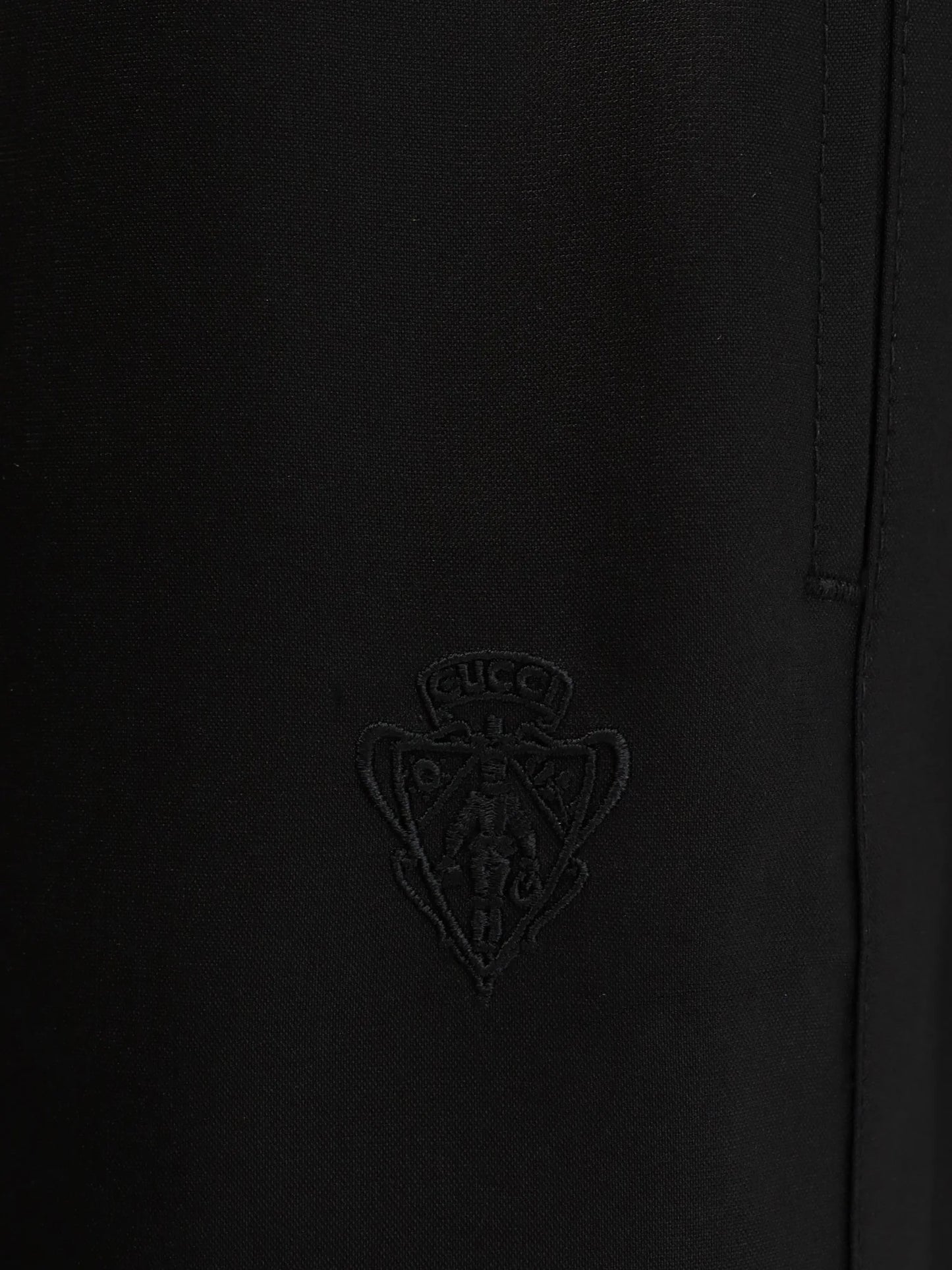 GUCCI - Silk poplin leisure trousers with Web ribbon