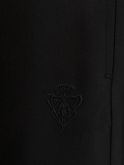 GUCCI - Silk poplin leisure trousers with Web ribbon