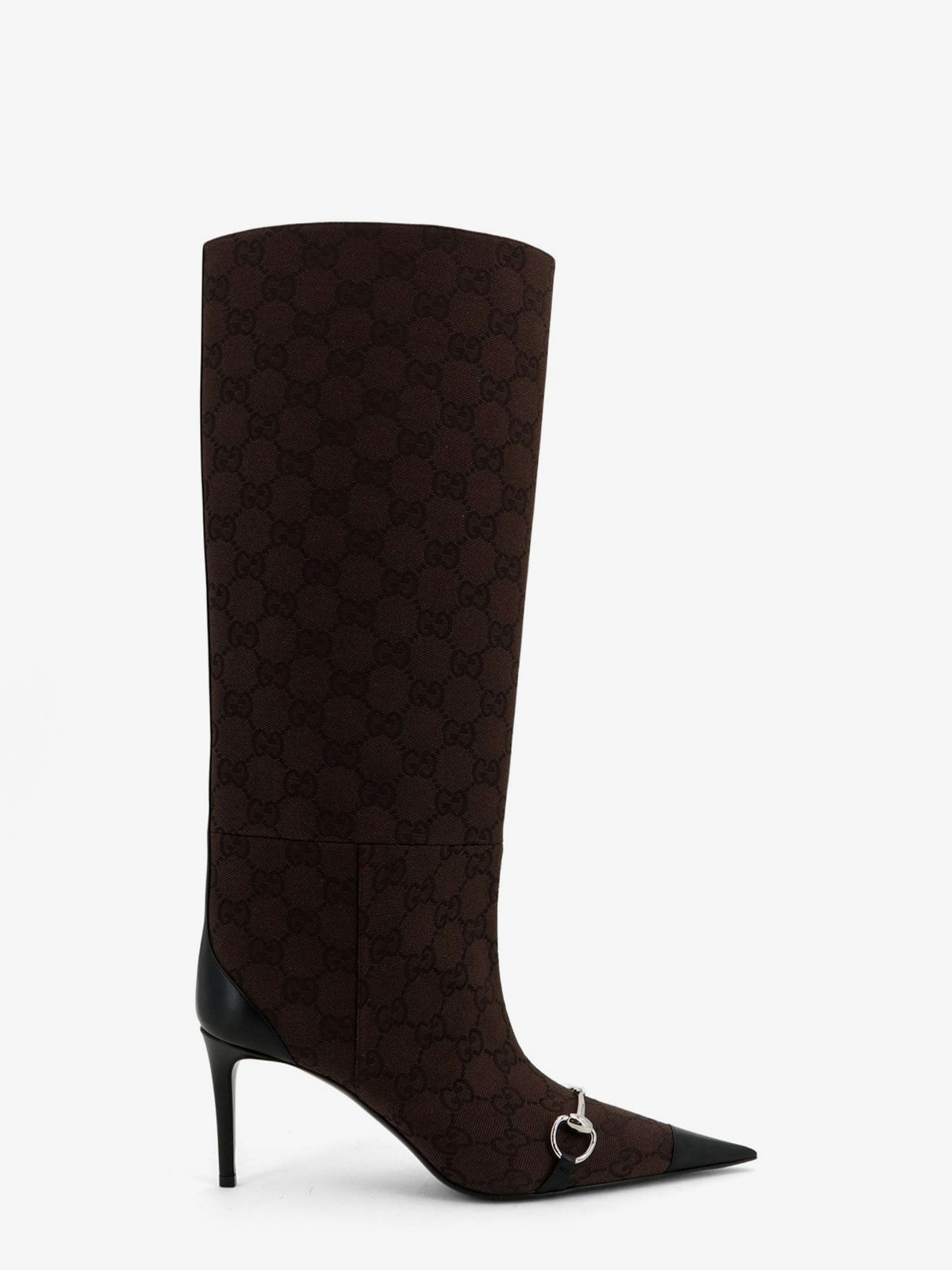 Gucci Boots with iconic GG canvas Horsebit - Chocolateblack