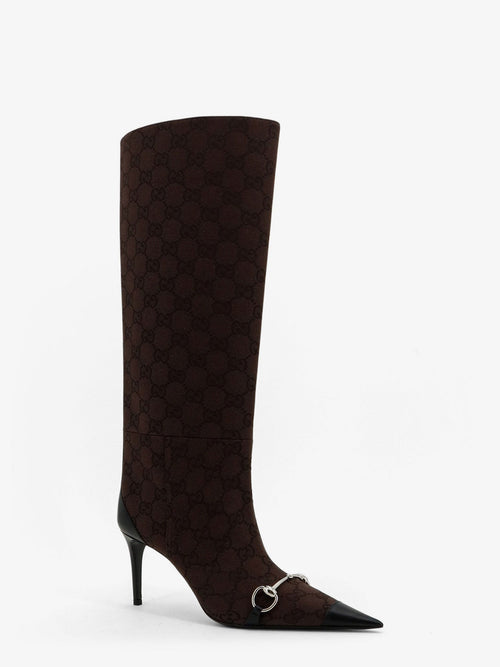 Gucci Boots with iconic GG canvas Horsebit - Chocolateblack
