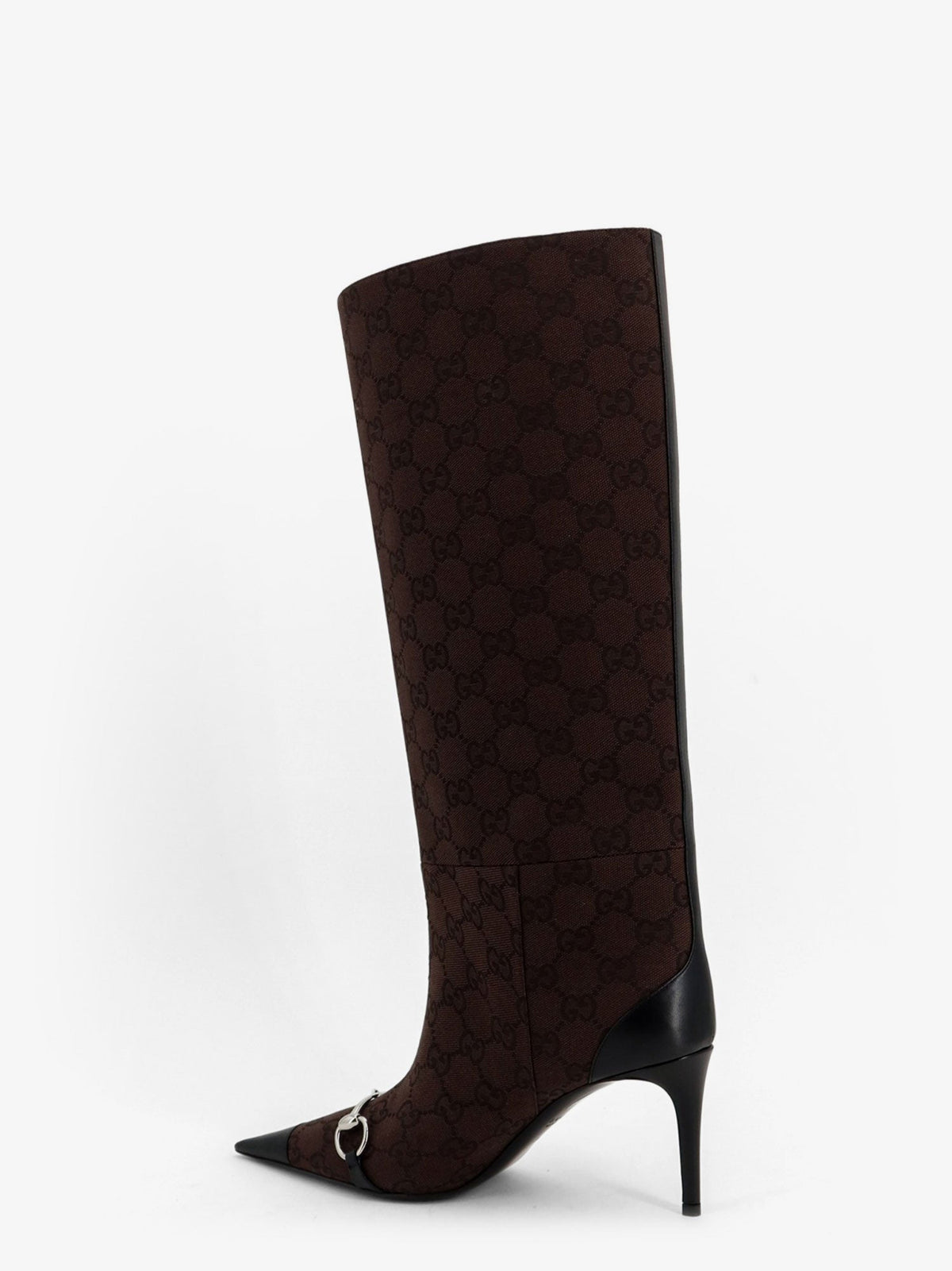 Gucci Boots with iconic GG canvas Horsebit - Chocolateblack