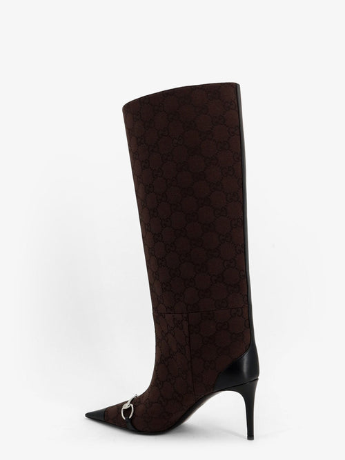 Gucci Boots with iconic GG canvas Horsebit - Chocolateblack