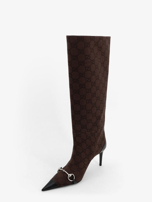 Gucci Boots with iconic GG canvas Horsebit - Chocolateblack